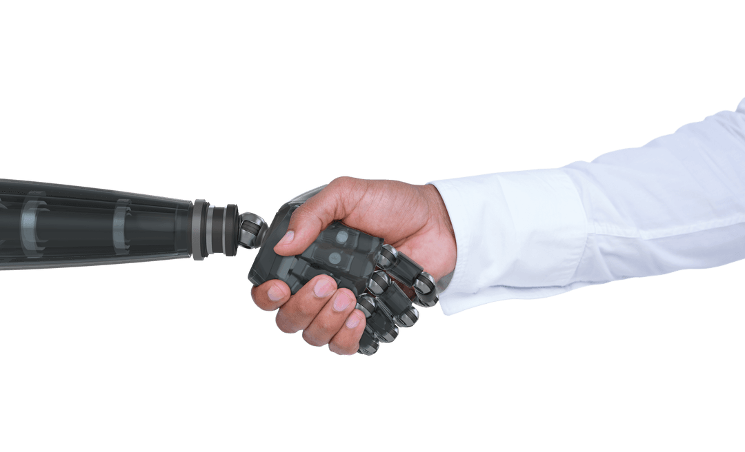 Transparent Human and Robot Handshake Digital Illustration