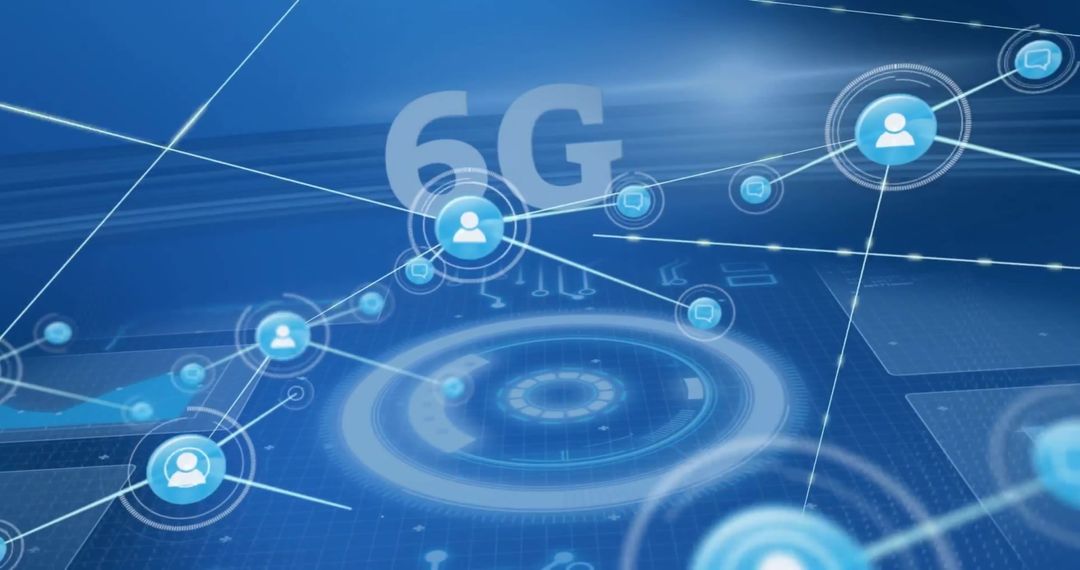 Futuristic 6G Network Concept with Digital Data Processing and Global Connectivity
