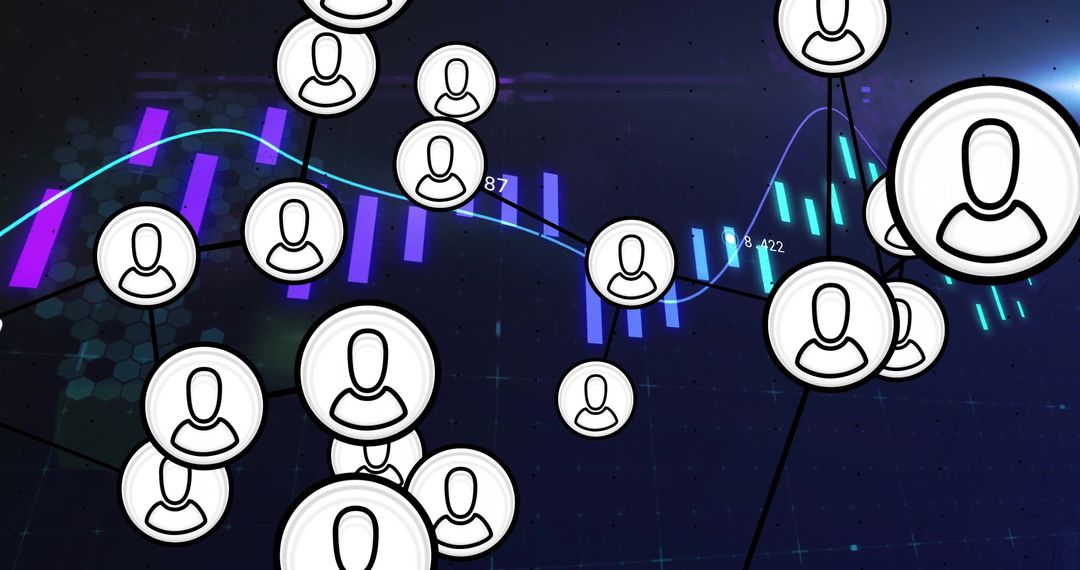 User Icons Overlapping Rising Stock Market Graph