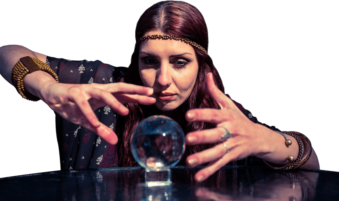 Transparent Psychic Fortune Teller with Crystal Ball Concept