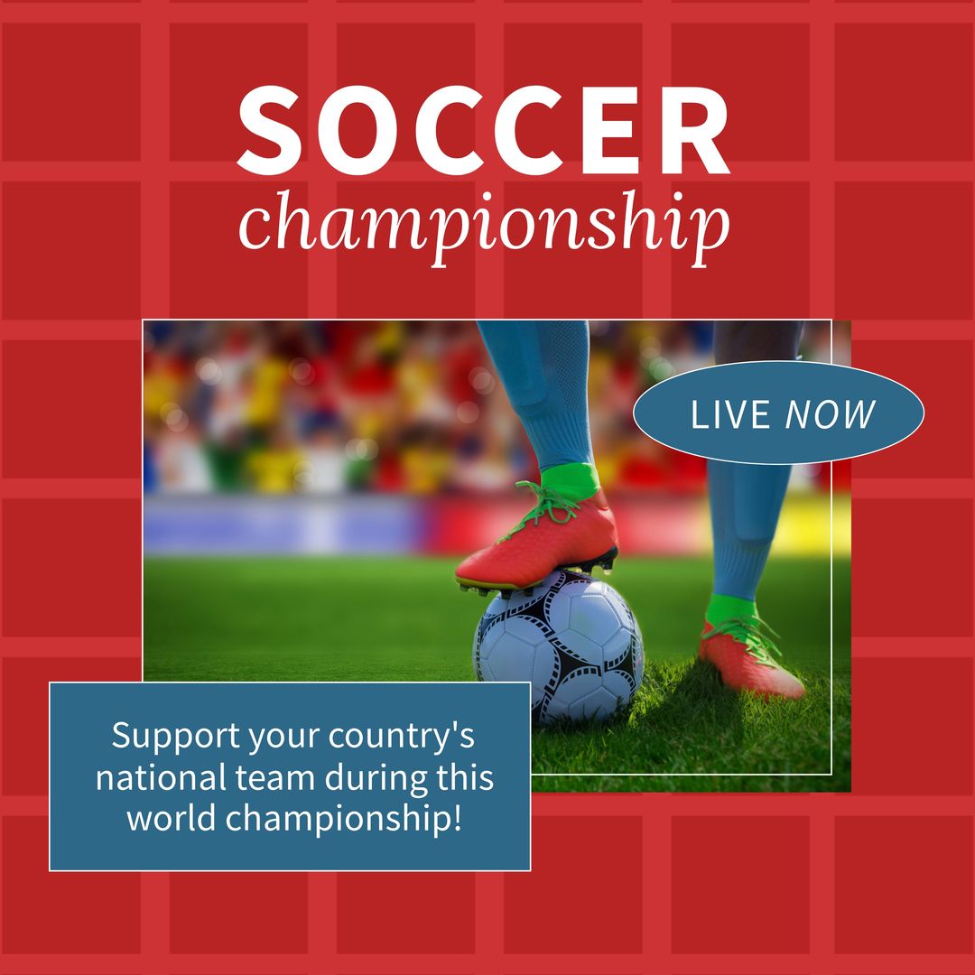 Soccer Championship Announcement with Player and Ball at Stadium - Download Free Stock Templates Pikwizard.com