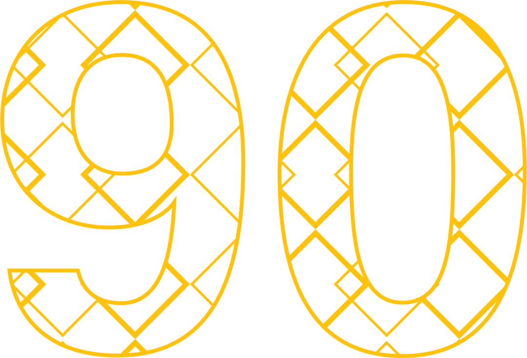 Artistic Yellow Number 90 Pattern on Transparent Background