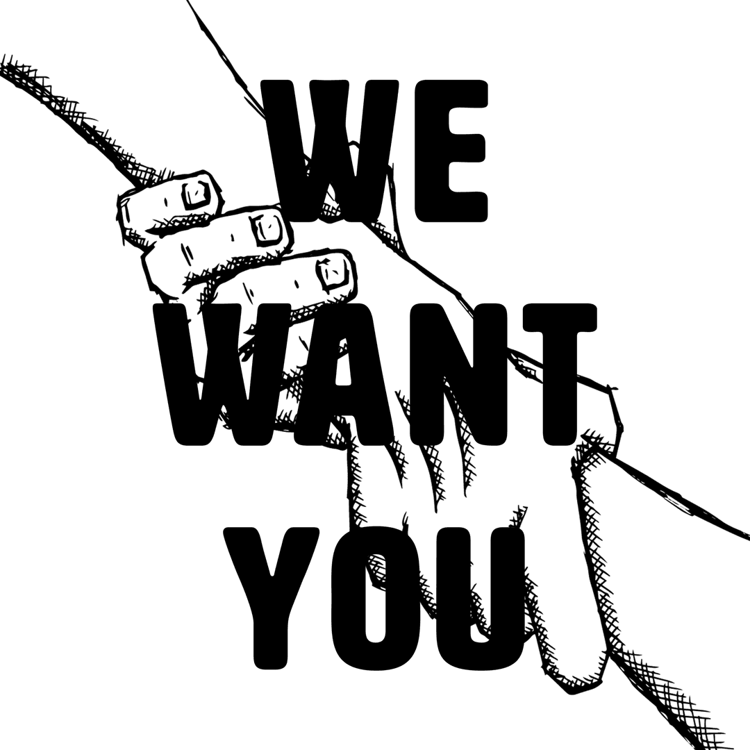 Digital Holding Hands with Message We Want You Transparent Design