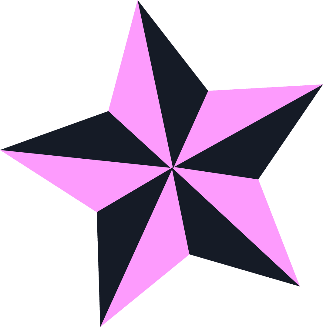 Pink Charcoal Pinwheel Star on Transparent Background