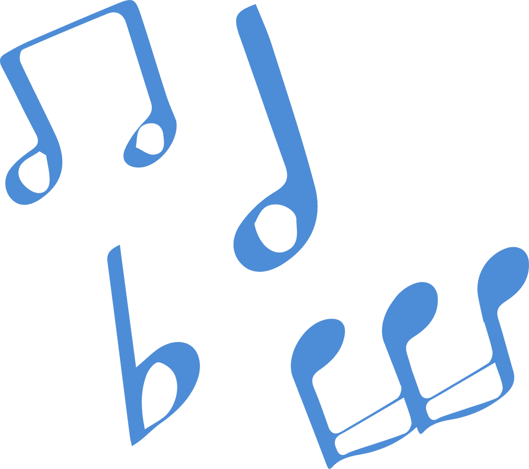 Stylized Blue Musical Notes on Transparent Background
