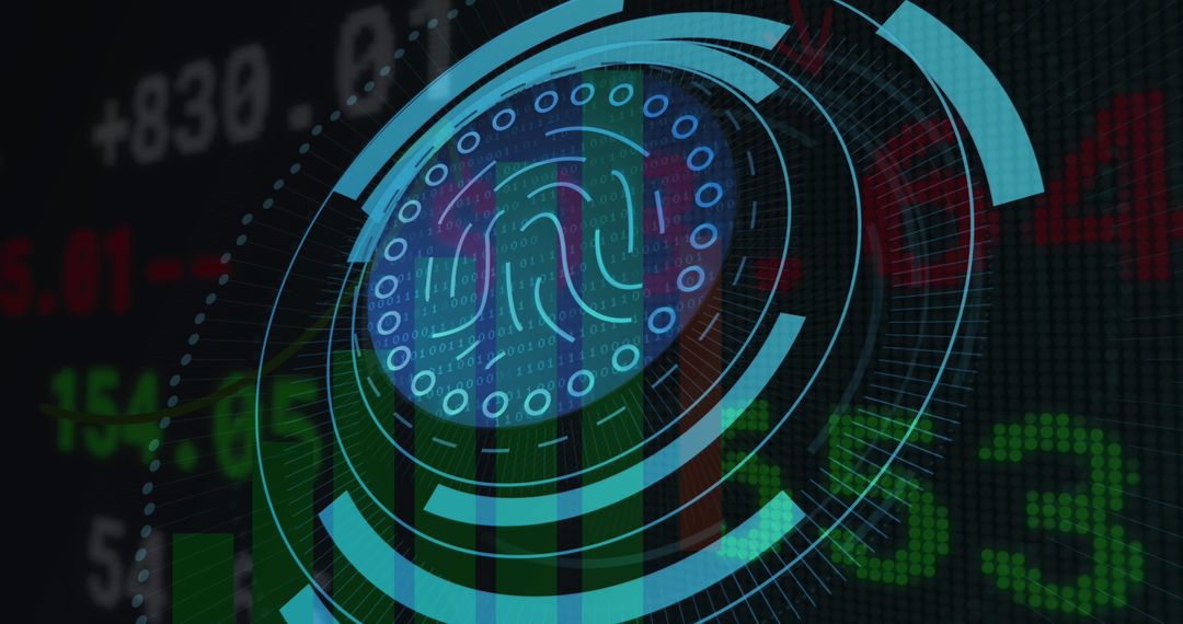 Futuristic Biometric Security Interface with Fingerprint Focus