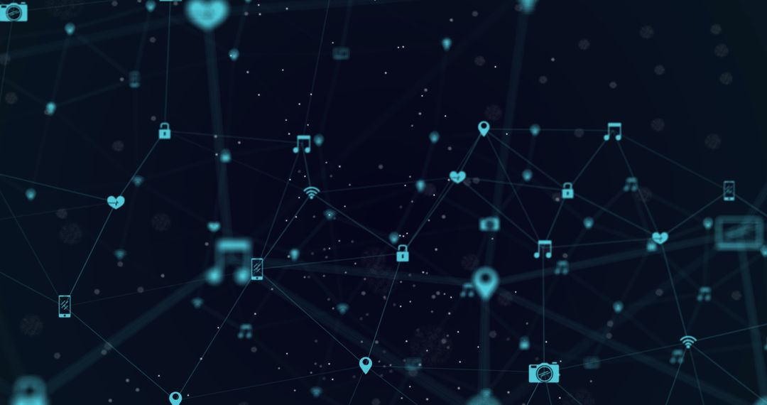 Digital Network of Global Connections with Data Icons