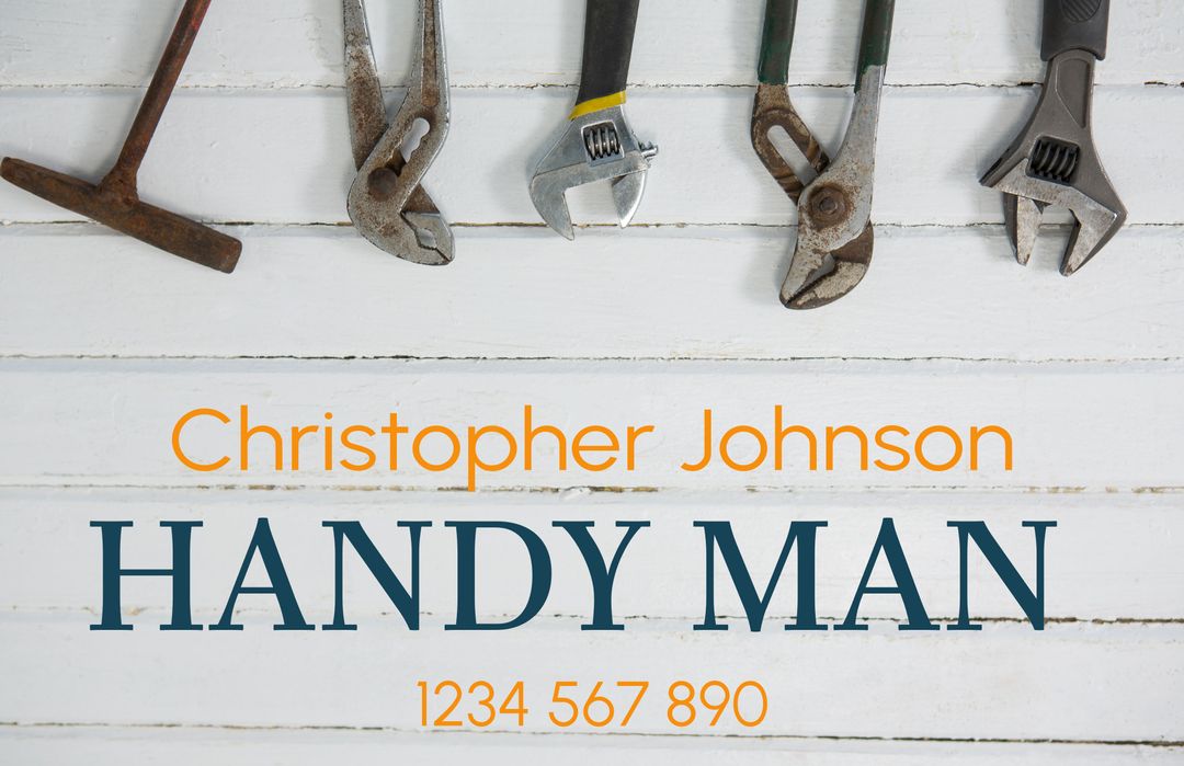 Handyman Services Business Card with Tools on White Background - Download Free Stock Templates Pikwizard.com