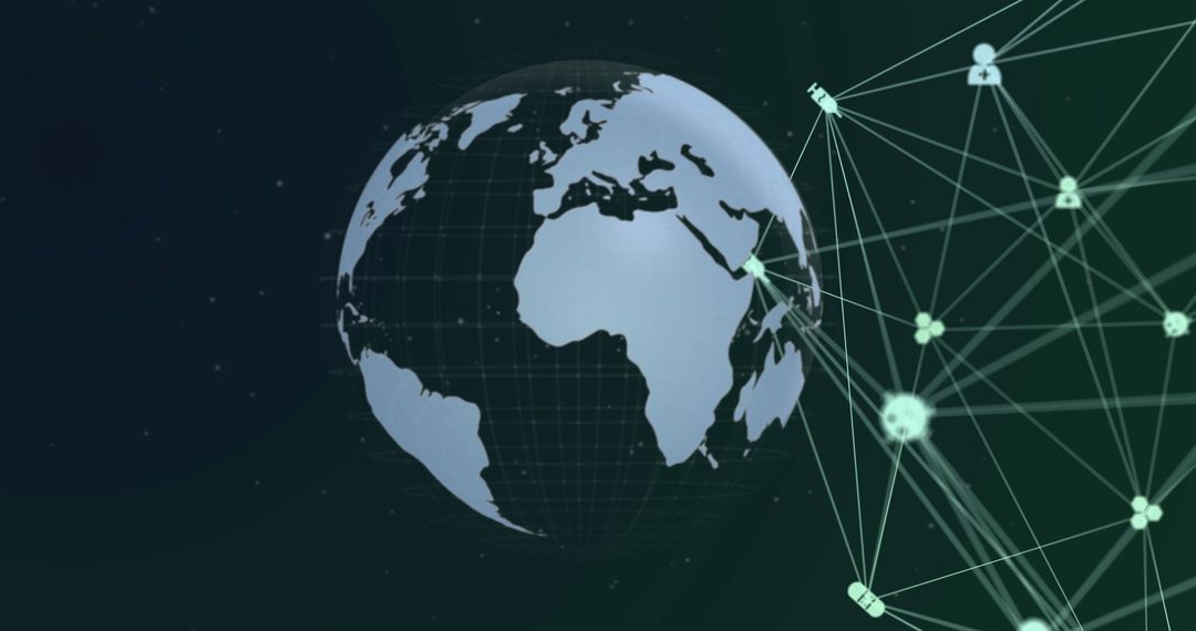 Global Digital Connectivity with Media Icons and Grid Lines