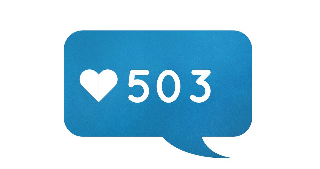 Social Media Like Notification Icon with Heart Symbol Blue