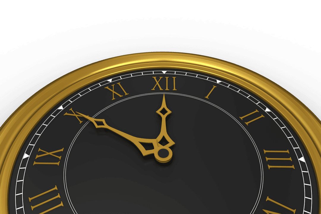 Golden Clock Showing Time with Sleek Transparent Design