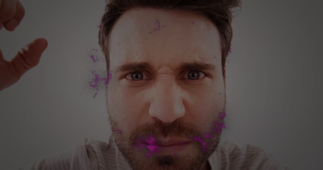 Angry Man with Pink Flames Overlay