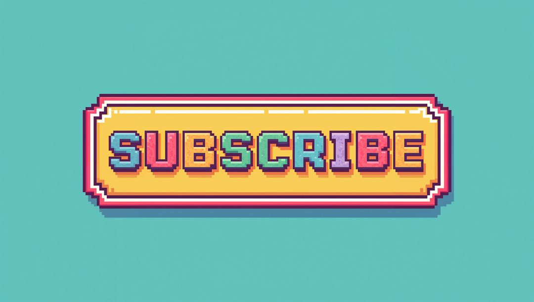 Retro Pixel Subscribe Button with 8-Bit Arcade Style Bold Blocky Vibrant Call-to-Action