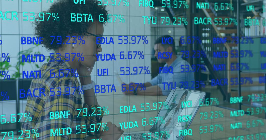 Businessman Analyzing Digital Stock Data in Modern Loft Office