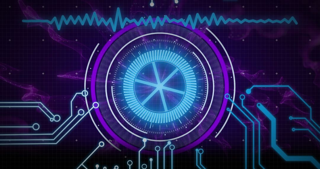 Futuristic Digital Data Interface with Circuit Board Elements