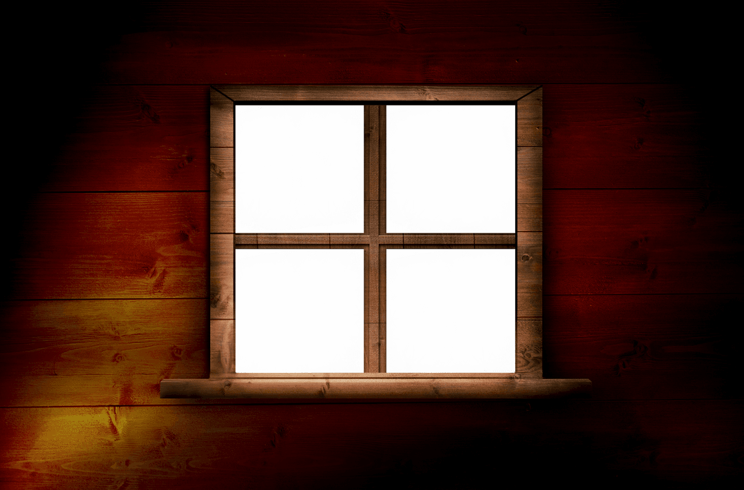 Wooden Window Frame on Transparent Background
