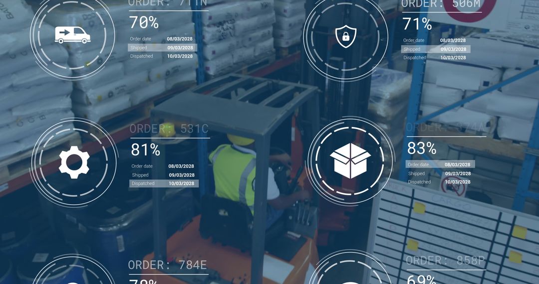 Digital Data Processing in Warehouse with Forklift Operator