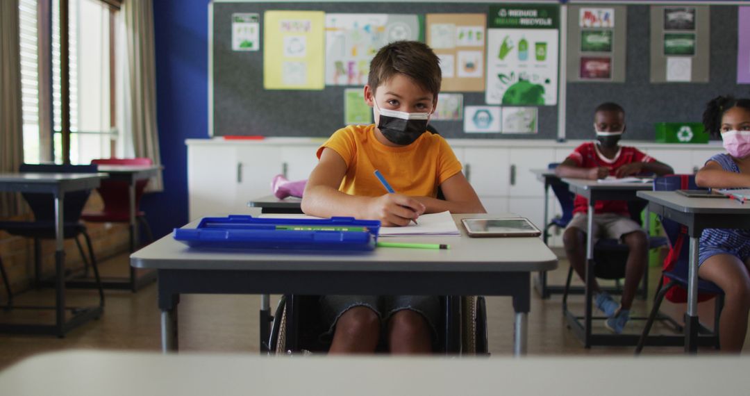 Schoolchildren Participating in Classroom Activity with Masks - Free Images, Stock Photos and Pictures on Pikwizard.com