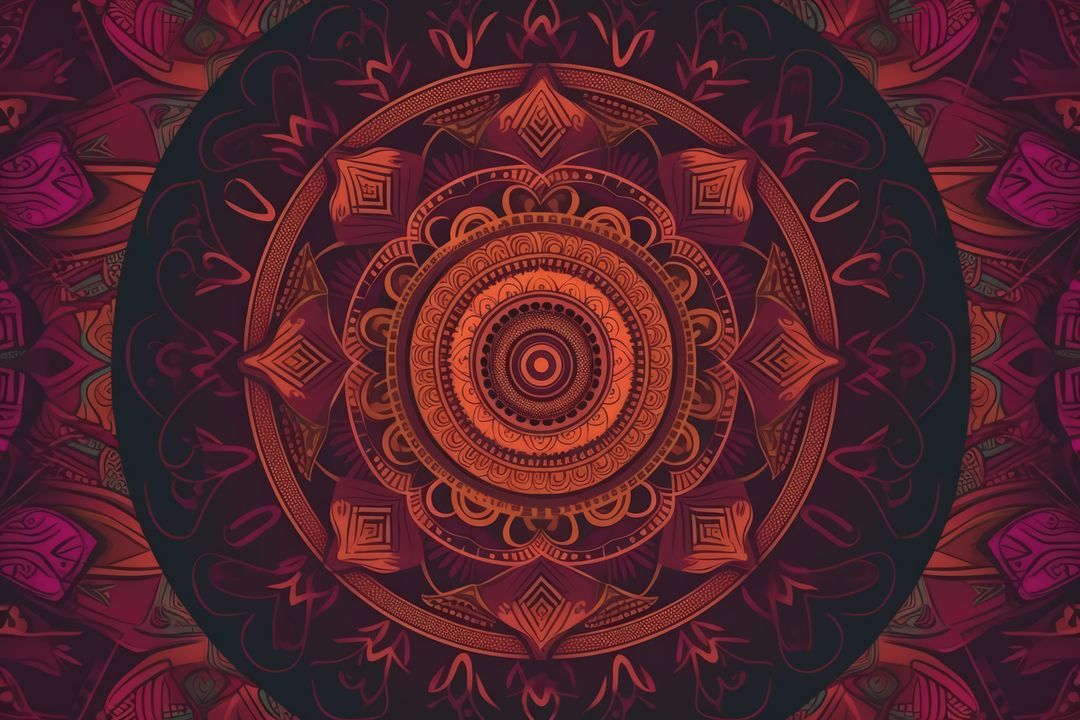 Orange and purple mandala design on dark background, created using generative ai technology - Free Images, Stock Photos and Pictures on Pikwizard.com