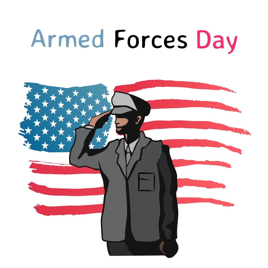 Armed Forces Day Celebration with Soldier Saluting American Flag