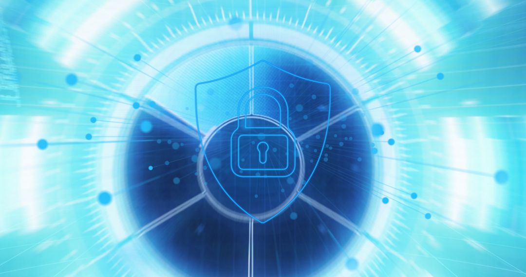 Digital Security Lock on Data Interface Background