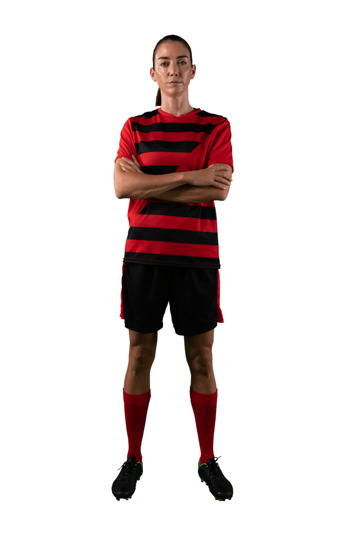 Transparent Image of Confident Female Football Player Posing