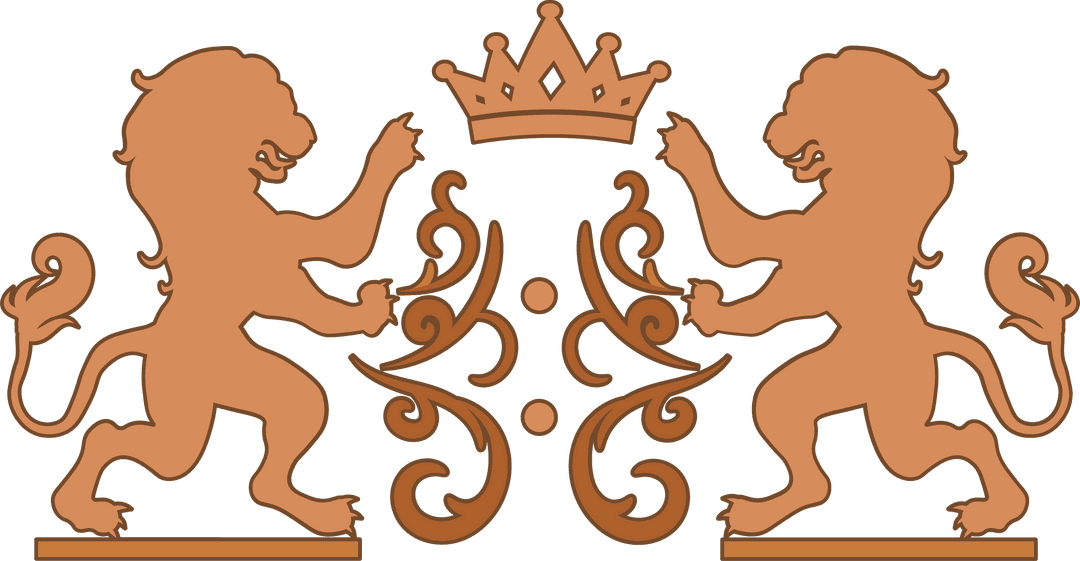 Heraldic Crest with Lions and Crown on Transparent Background