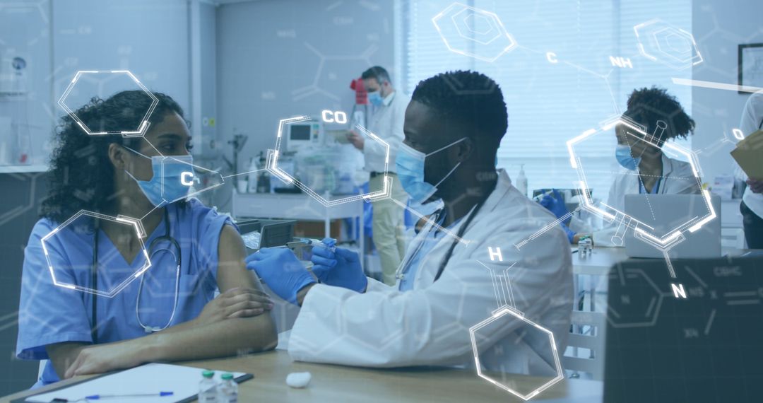 Diverse Doctor Administering Vaccination in High-Tech Setting