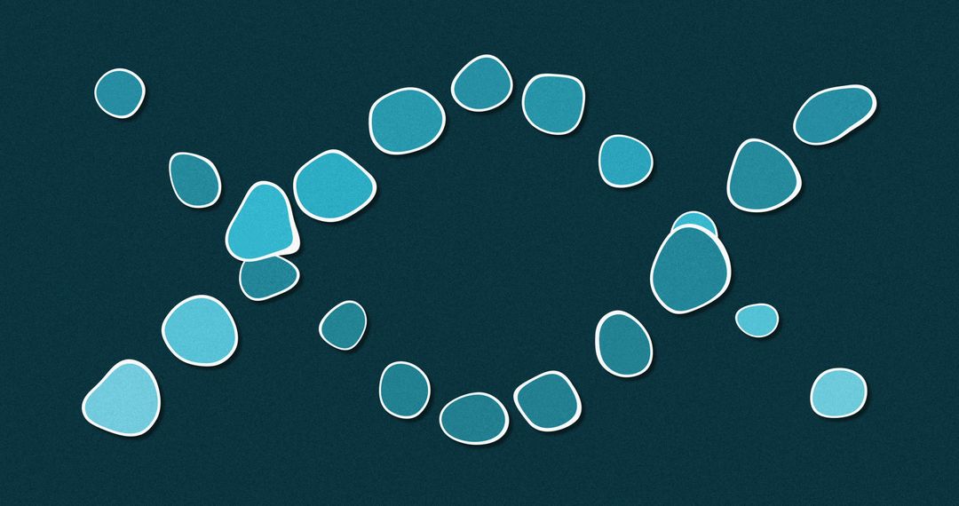 Abstract DNA Strand Made with Blue Circular Patterns on Gray Background