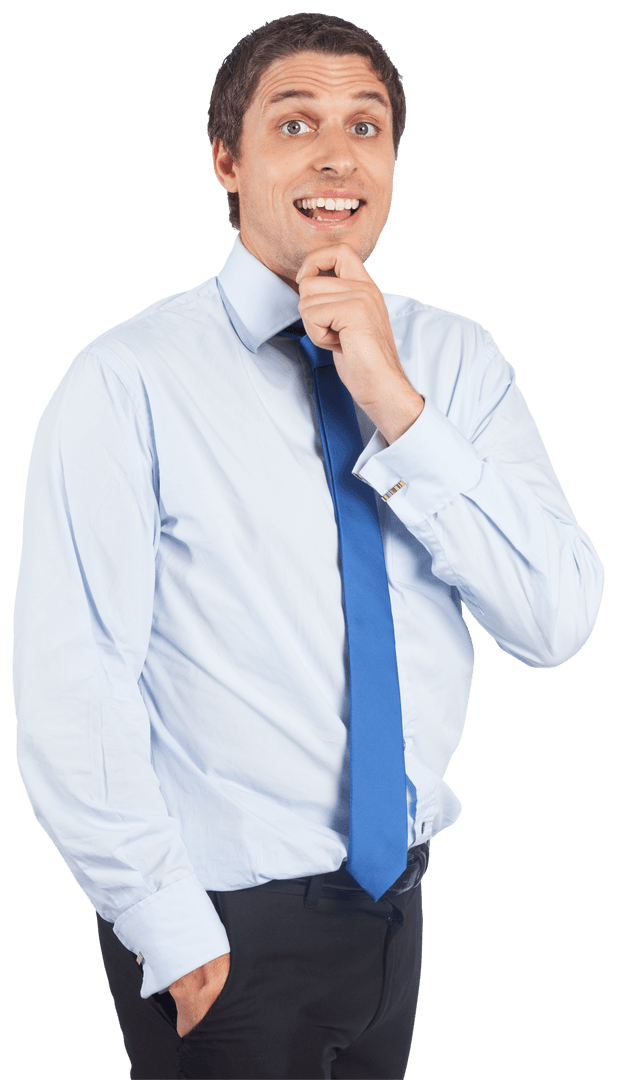 Transparent Businessman Considering Solution