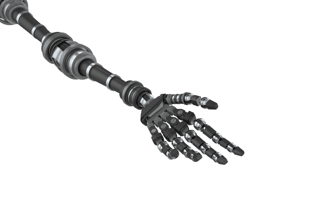 Futuristic Robotic Arm on Transparent Background Isolated