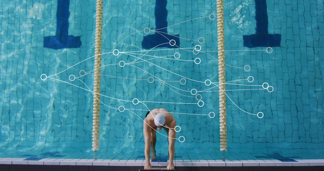 Swimmer on Starting Block with Tracking Overlay
