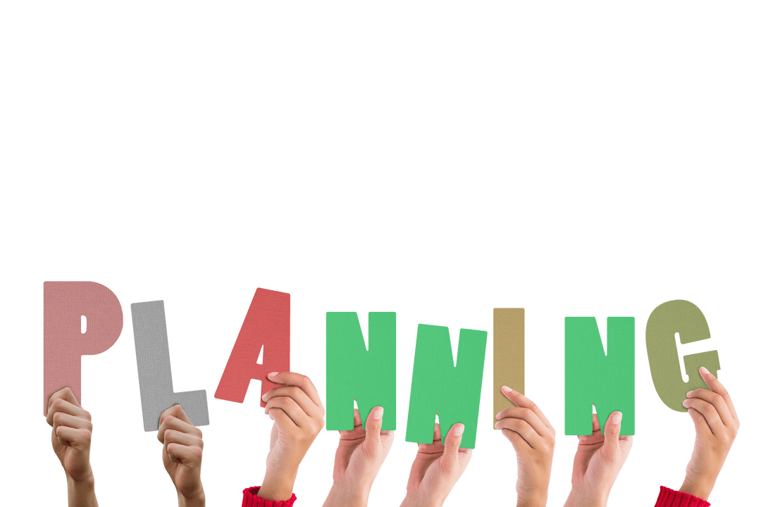 Transparent Hands Holding PLANNING Letters Concept