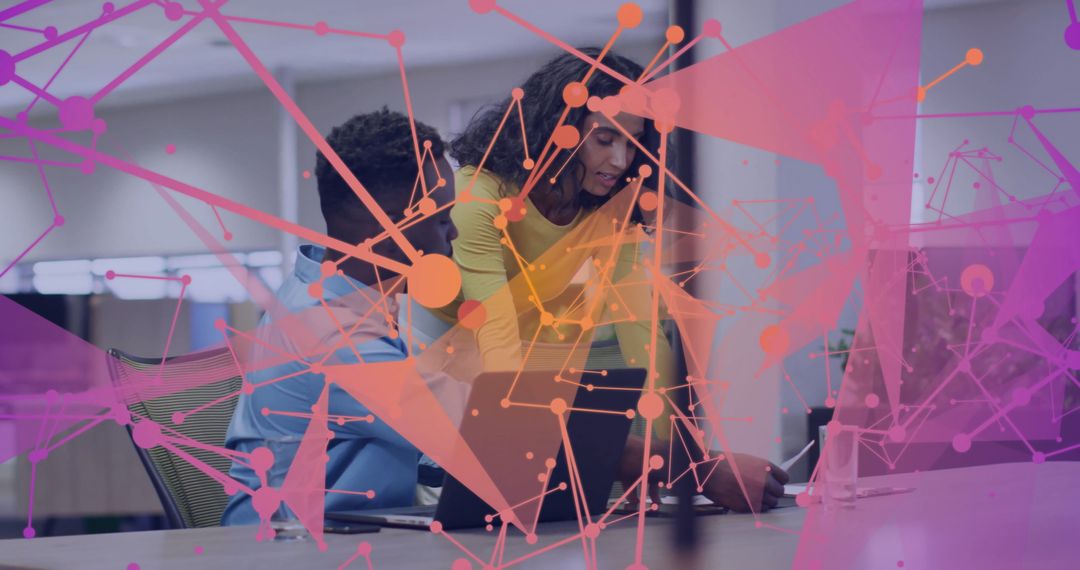 Digital Connections Overlaying Collaborative Business Meeting