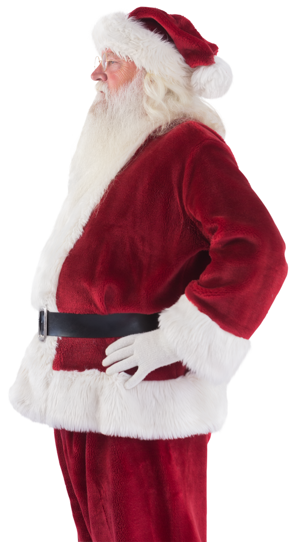 Transparent Santa Claus in Classic Outfit Posing in Profile - Download Free Stock Images Pikwizard.com