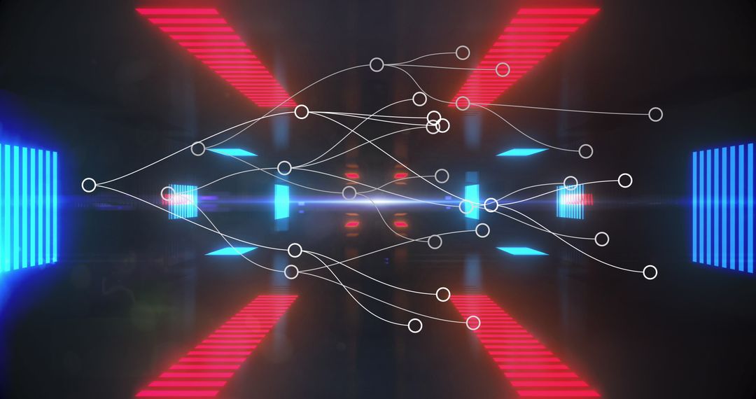 Abstract Digital Interface with Connected Lines in Futuristic Tunnel