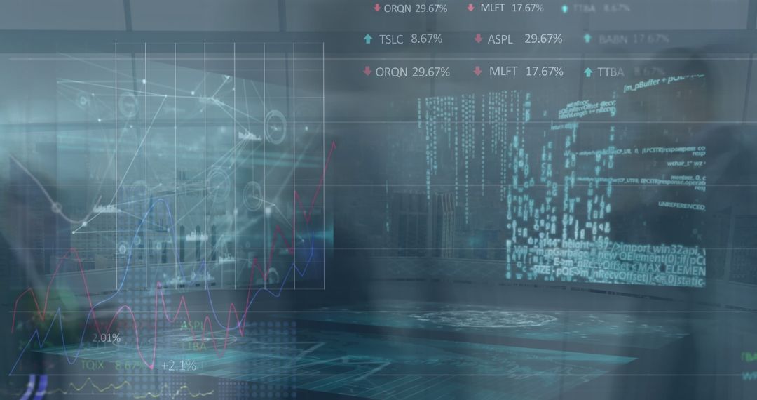 Futuristic Financial Analysis on Digital Interface in Modern Office