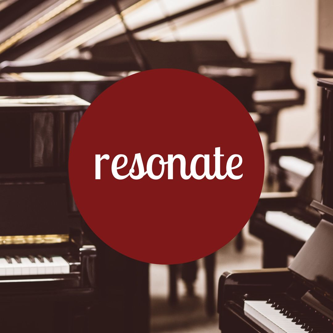 Elegant Pianos with Resonate Text Overlay