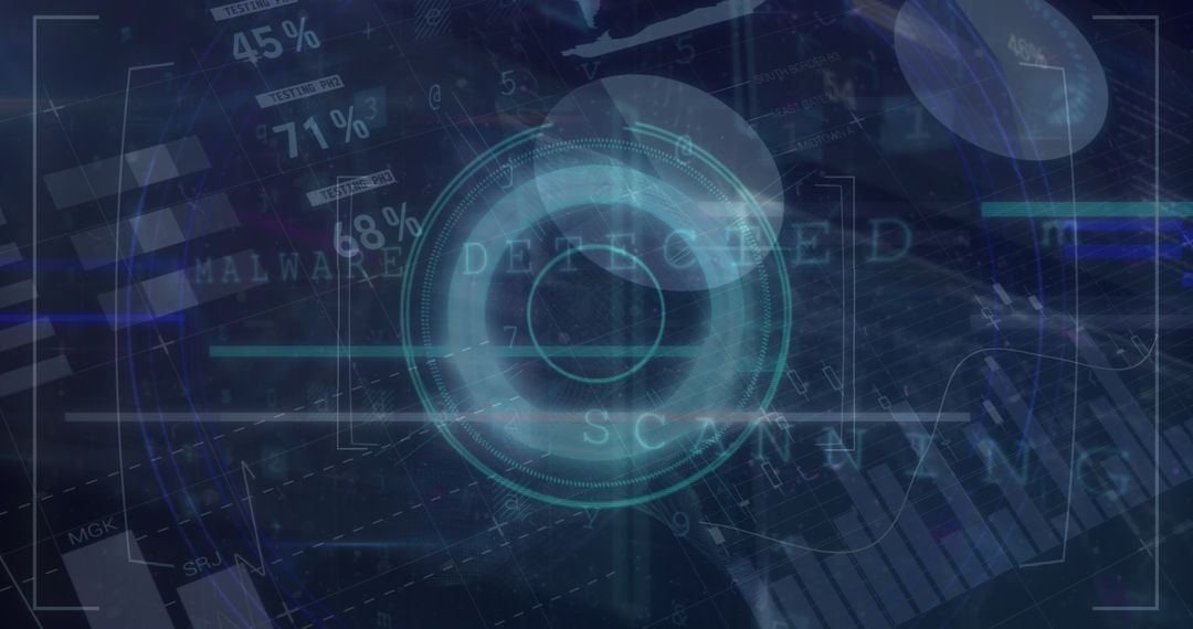 Futuristic Digital Interface with Malware Detection Alerts
