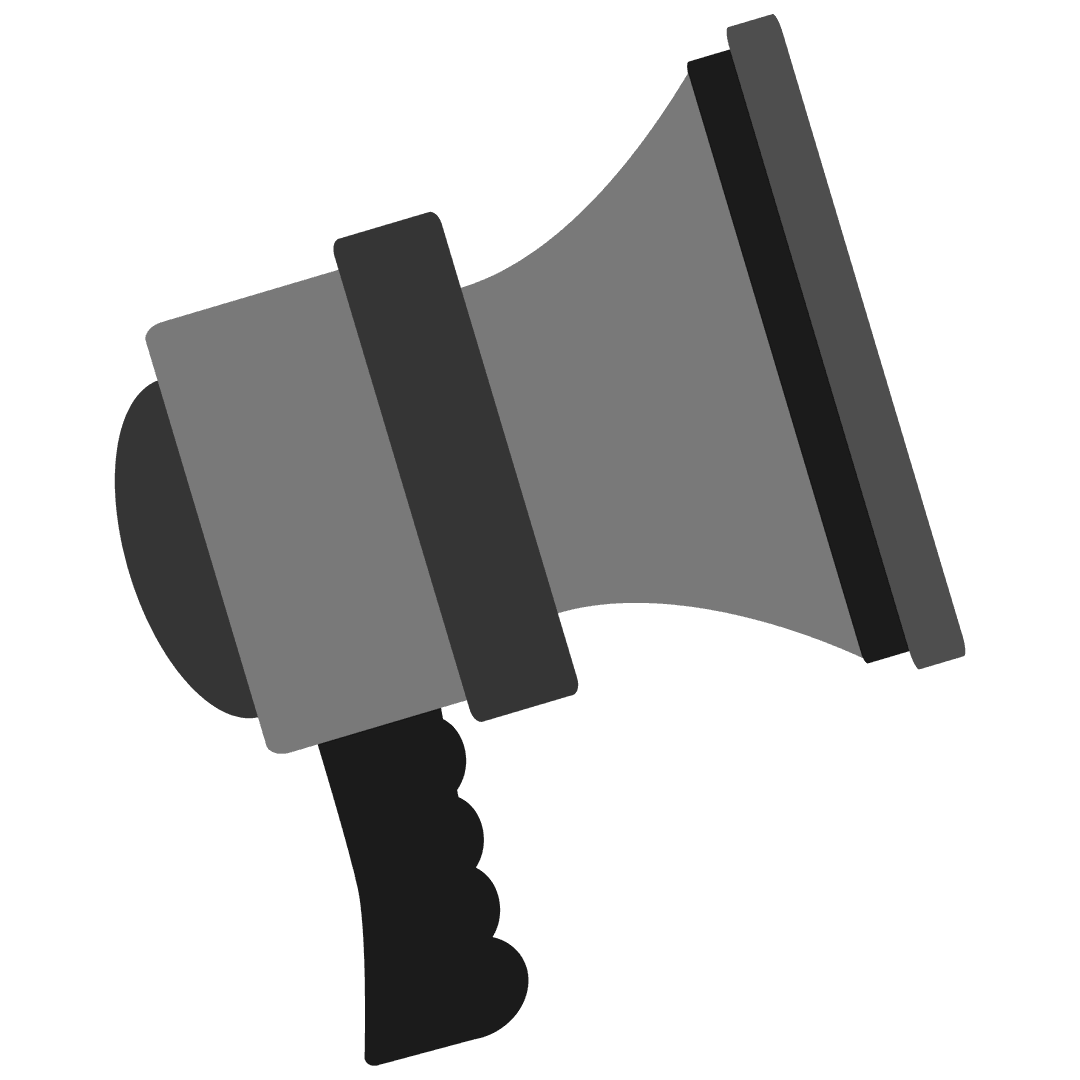 Black and Grey Megaphone on Transparent Background for Communication