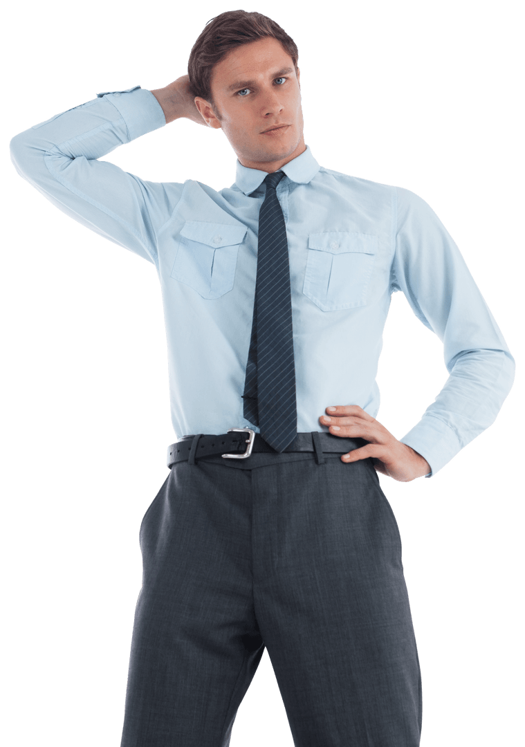 Transparent Businessman Deep in Thought Wearing Tie