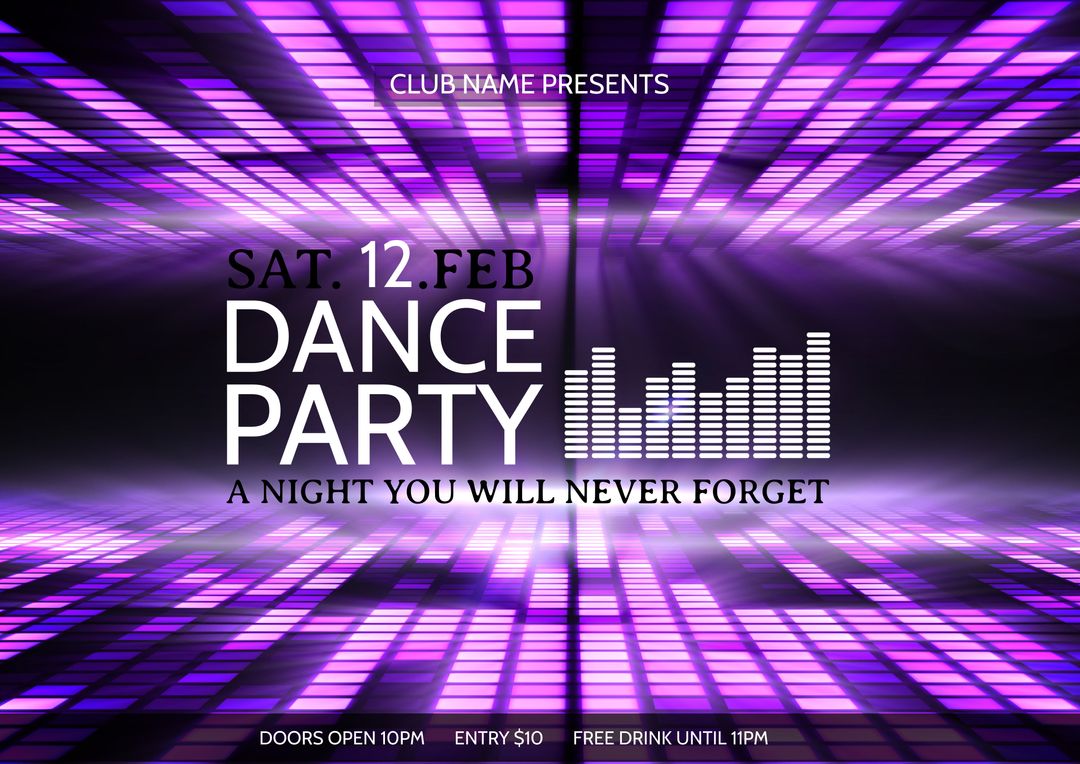 Vibrant Dance Party Flyer for Nightclub Events and Shows - Download Free Stock Templates Pikwizard.com