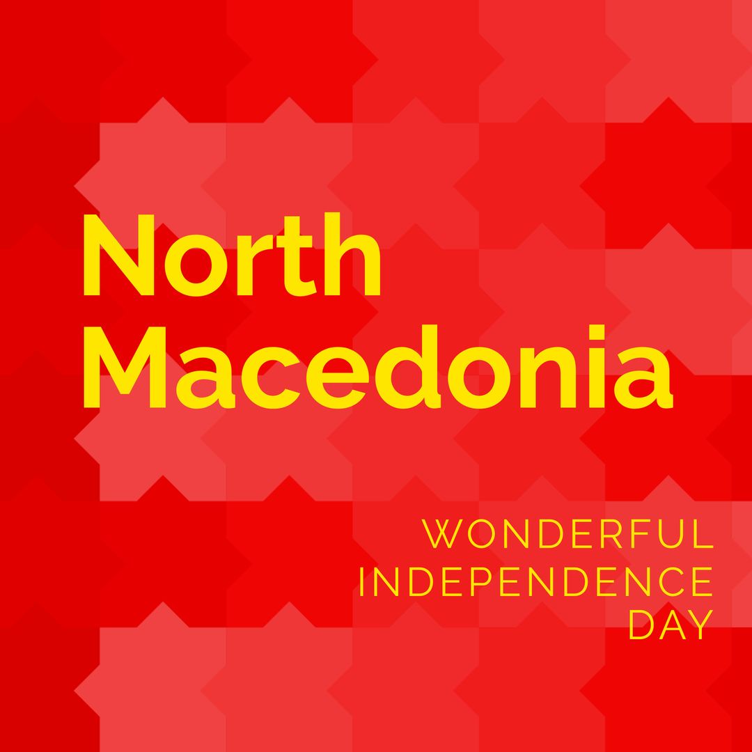 North Macedonia Independence Day Celebration Banner on Red Background