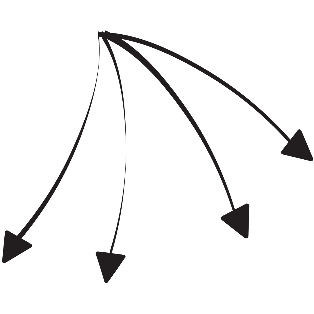 Four Black Curved Arrows Transparent Background Vector