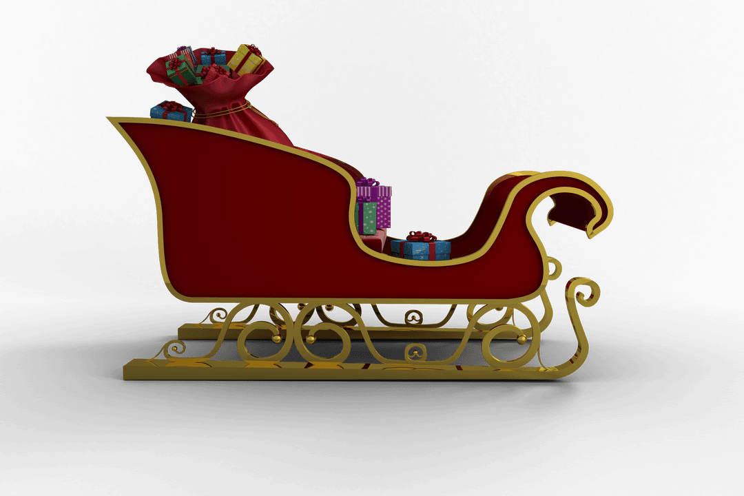 Santa's Sleigh with Presents on Transparent Background for Christmas Celebration