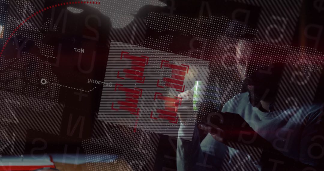 Innovative Data Analyst Interacting with Virtual Interface
