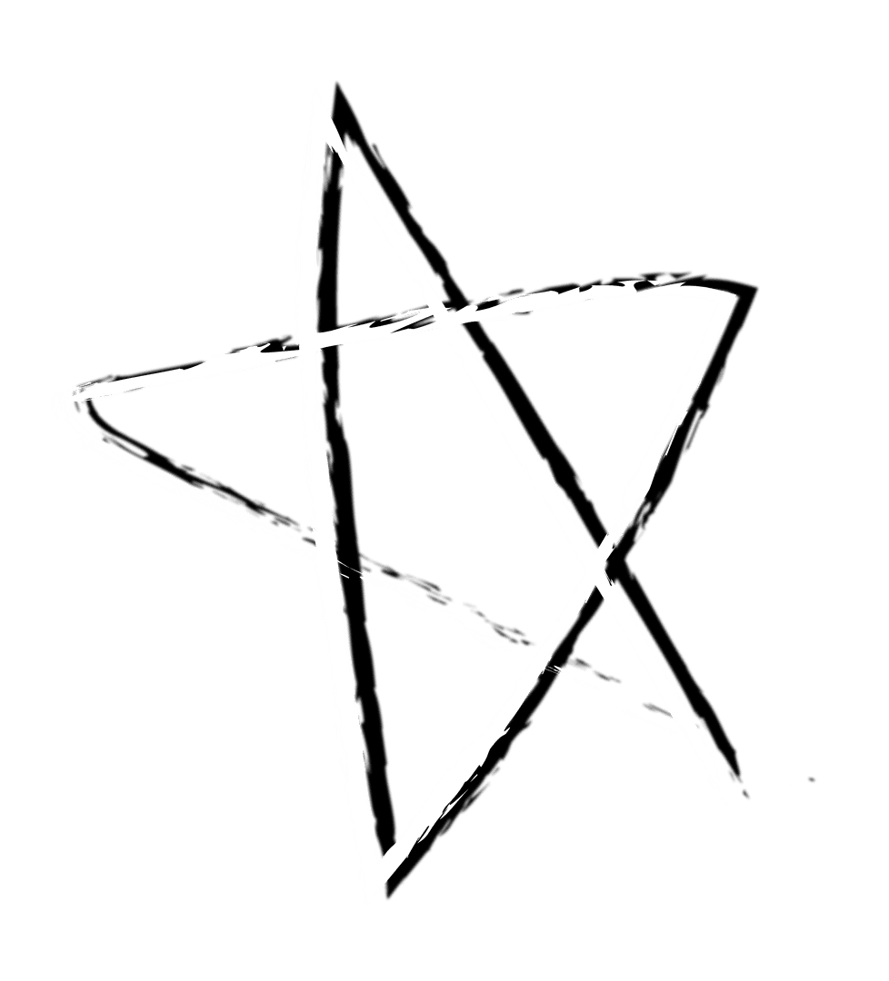 Artistic Hand-Drawn Five-Point Star on Transparent Background