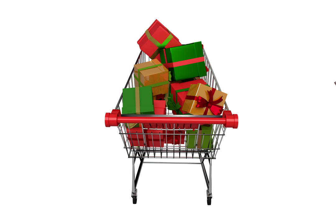 Transparent Shopping Cart Filled with Wrapped Gifts for Christmas Celebration - Download Free Stock Images Pikwizard.com