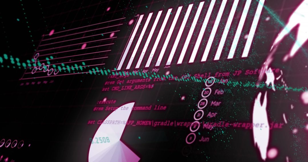 Abstract Statistical Data with Graphs on Dark Background