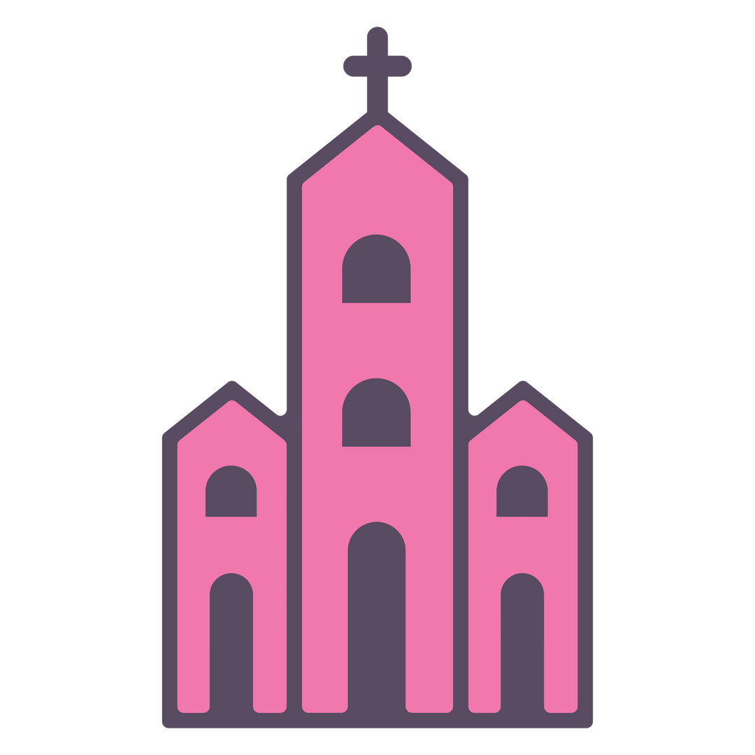 Pink Church Vector Illustration on Transparent Background - Download Free Stock Images Pikwizard.com